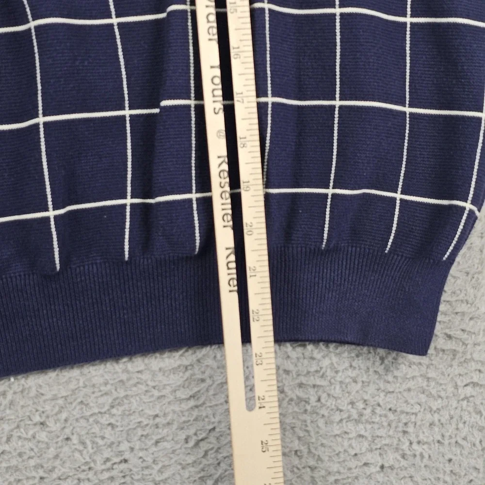 Vintage Polo By Ralph Lauren Sweater Vest Mens Medium Blue Windowpane V Neck 90s